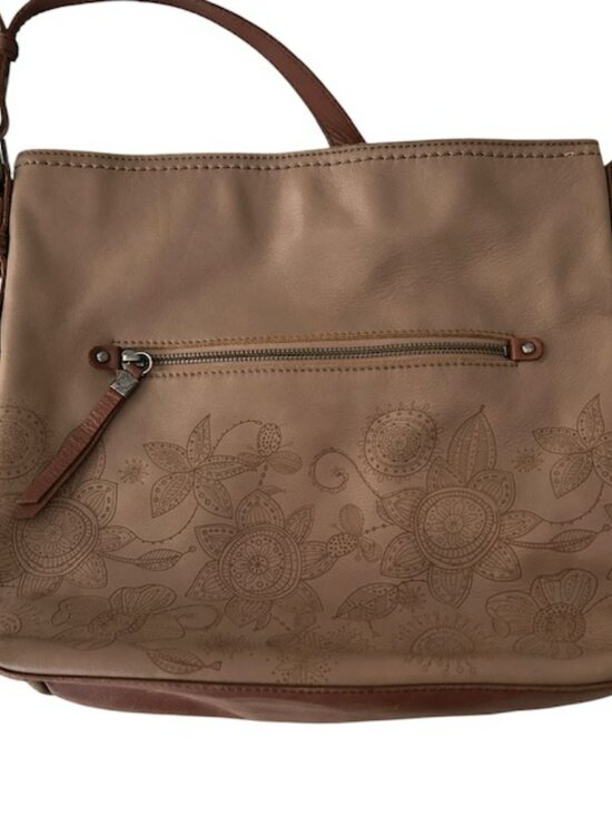 The Sak Handbags - The Sak Brown Leather Floral Embossed Hobo Shoulder Bag Purse Single Strap READ